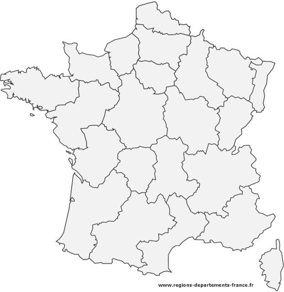 Carte de France vierge avec regions