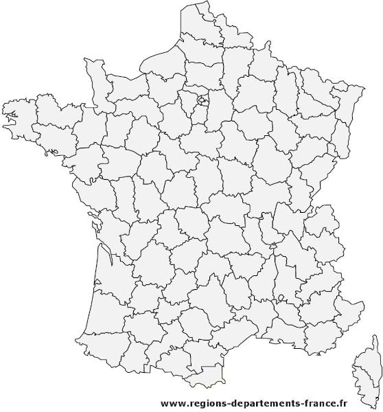 Carte de France vierge PDF. Départements + Régions.