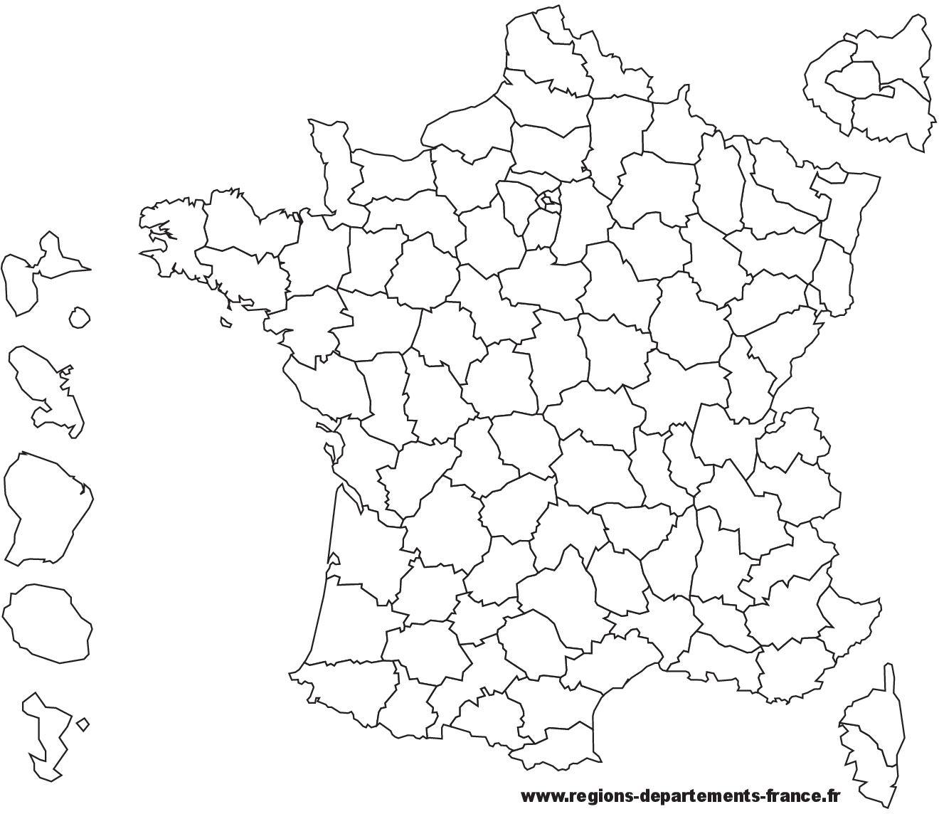 Carte de France vierge à imprimer  Fond de carte avec les régions