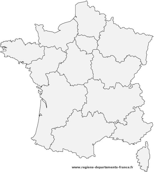 Carte de France vierge avec regions