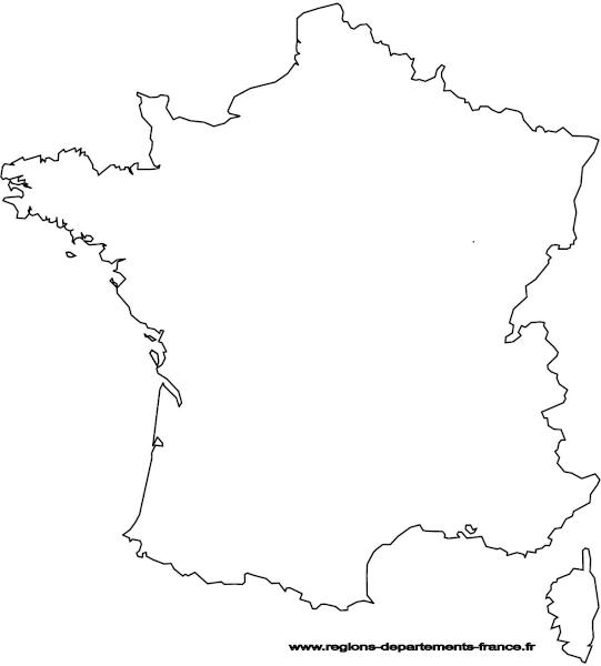 Carte de France vierge à imprimer  Fond de carte avec les régions et les  départements français