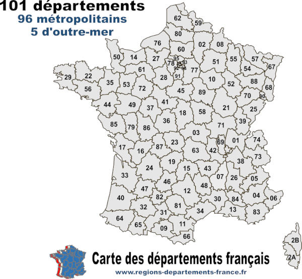 Carte De France Avec Les D partements Carte De France Avec Les D partements