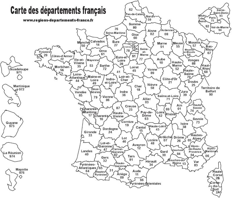 Carte de France des départements.