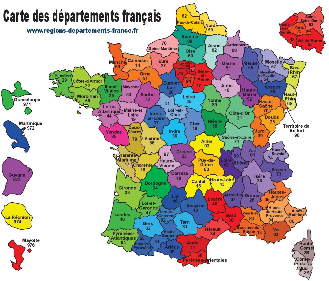 carte des départements français