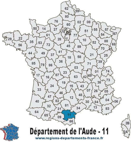 Carte de France et département de l'Aude (11).