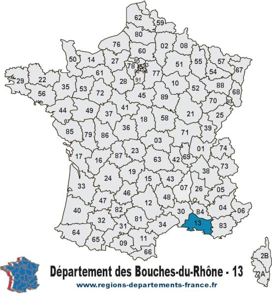 Carte de France et département des Bouches-du-Rhône (13).