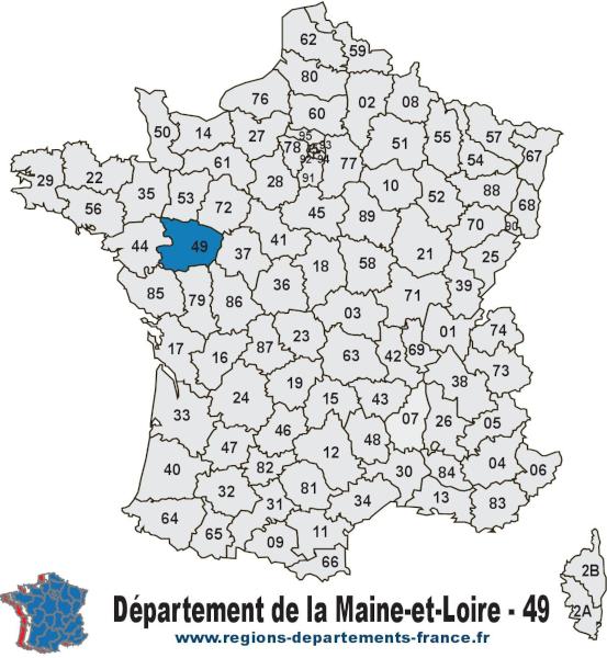 Carte de France et département du Maine-et-Loire (49).