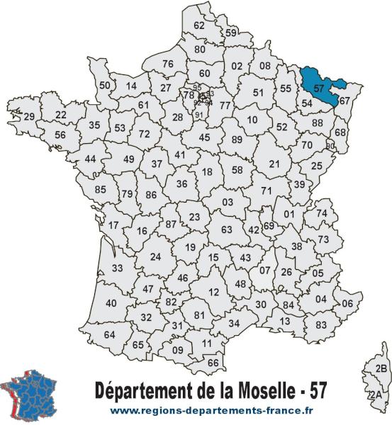 Carte de France et département de la Moselle (57).