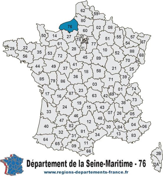 Carte de France et département de la Seine-Maritime (76).