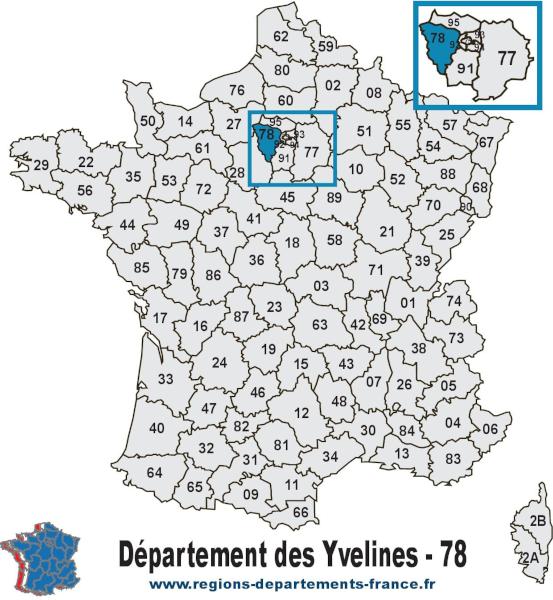 Carte de France et département des Yvelines (78).