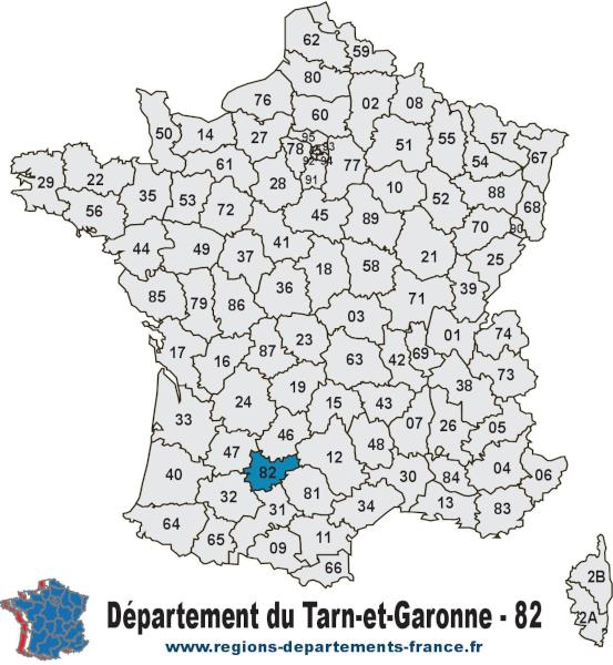 Carte de France et département du Tarn-et-Garonne (81).