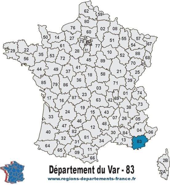 Carte de France et département du Var (83).