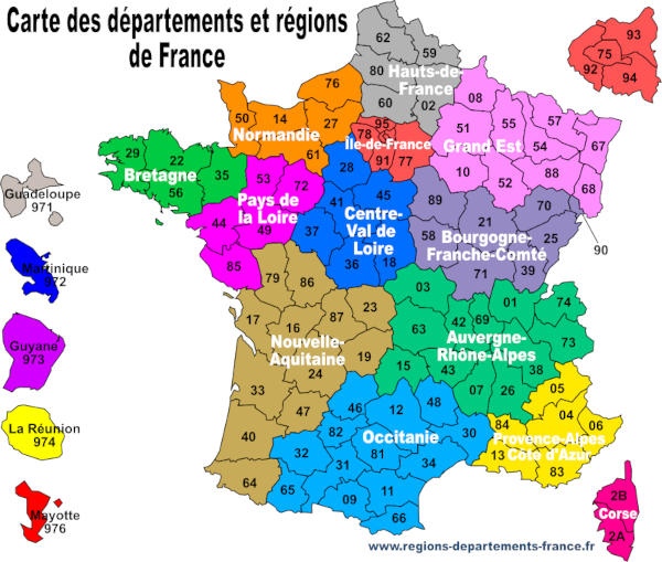 carte de france départements