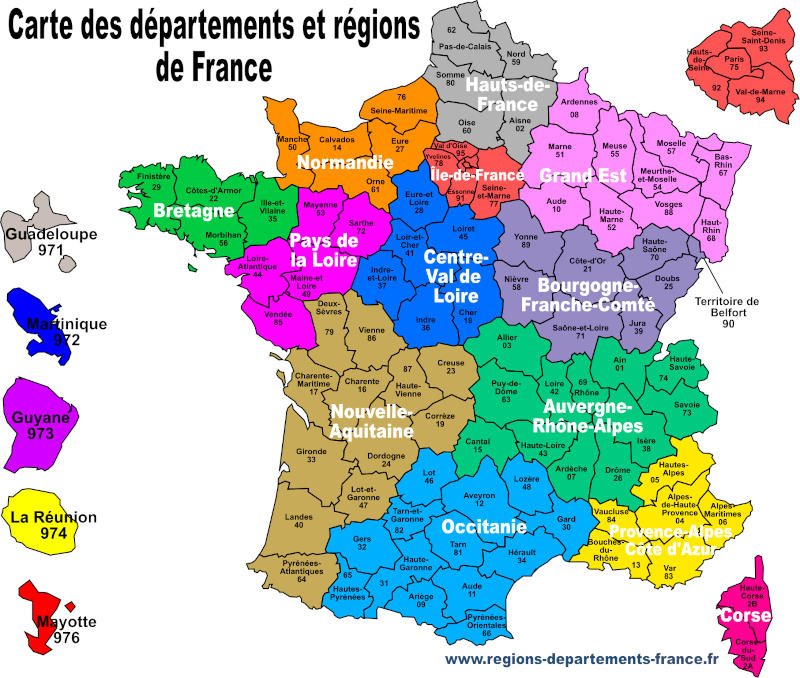 carte de france régions