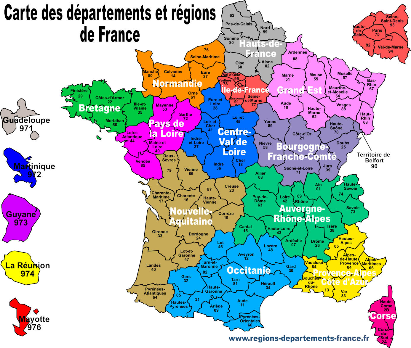 carte départements nouvelles régions