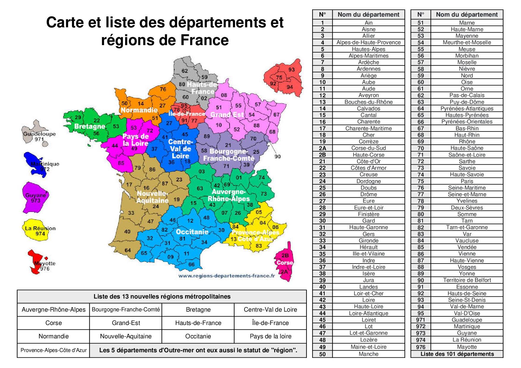 Arriba 45+ imagen carte de france départements et régions - fr ...