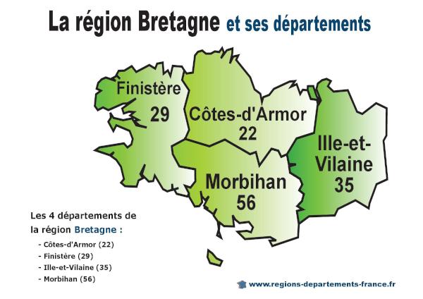 Départements 22 (Côtes-d'Armor) : localisation et départements limitrophes.