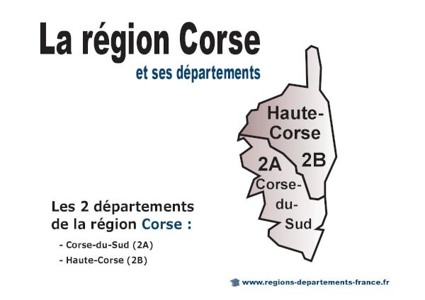 Départements 2B (Haute-Corse) : localisation et départements limitrophes.