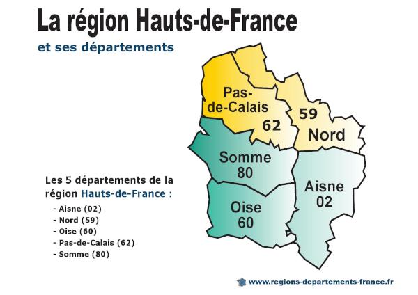 Départements 60 (Oise) : localisation et départements limitrophes.
