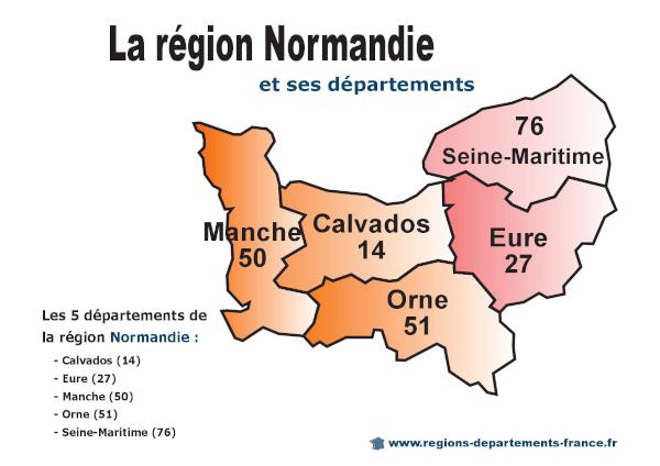 Départements 14 (Calvados) : localisation et départements limitrophes.