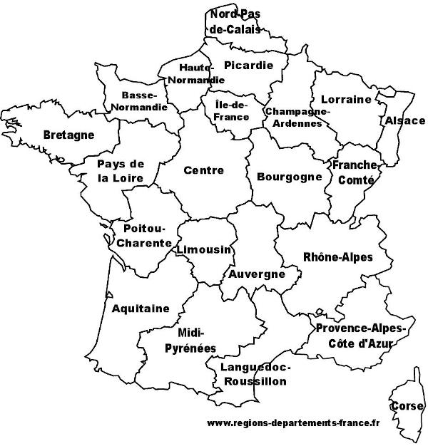 Carte des anciennes régions françaises.