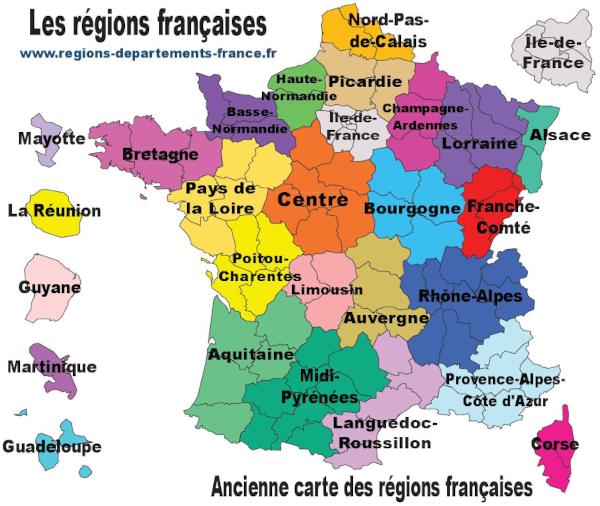 Carte des anciennes régions françaises.