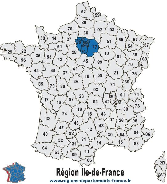 Région Île-de-France : localisation, carte et départements.