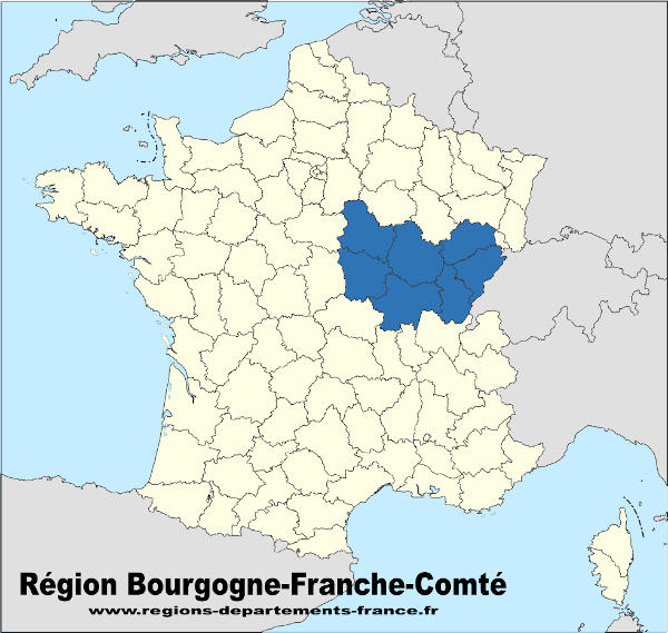Région Bourgogne-Franche-Comté et localisation.