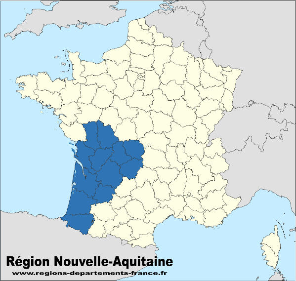 Région Nouvelle-Aquitaine et localisation.