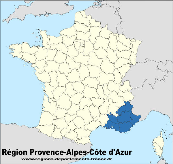 Région Provence-Alpes-Côte d'Azur et localisation.
