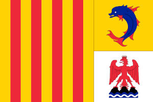 Drapeau de la région Provence-Alpes-Côte d'Azur. CC BY-SA (https://creativecommons.org/licenses/by-sa/4.0) Drapeau de la région Provence-Alpes-Côte d'Azur.